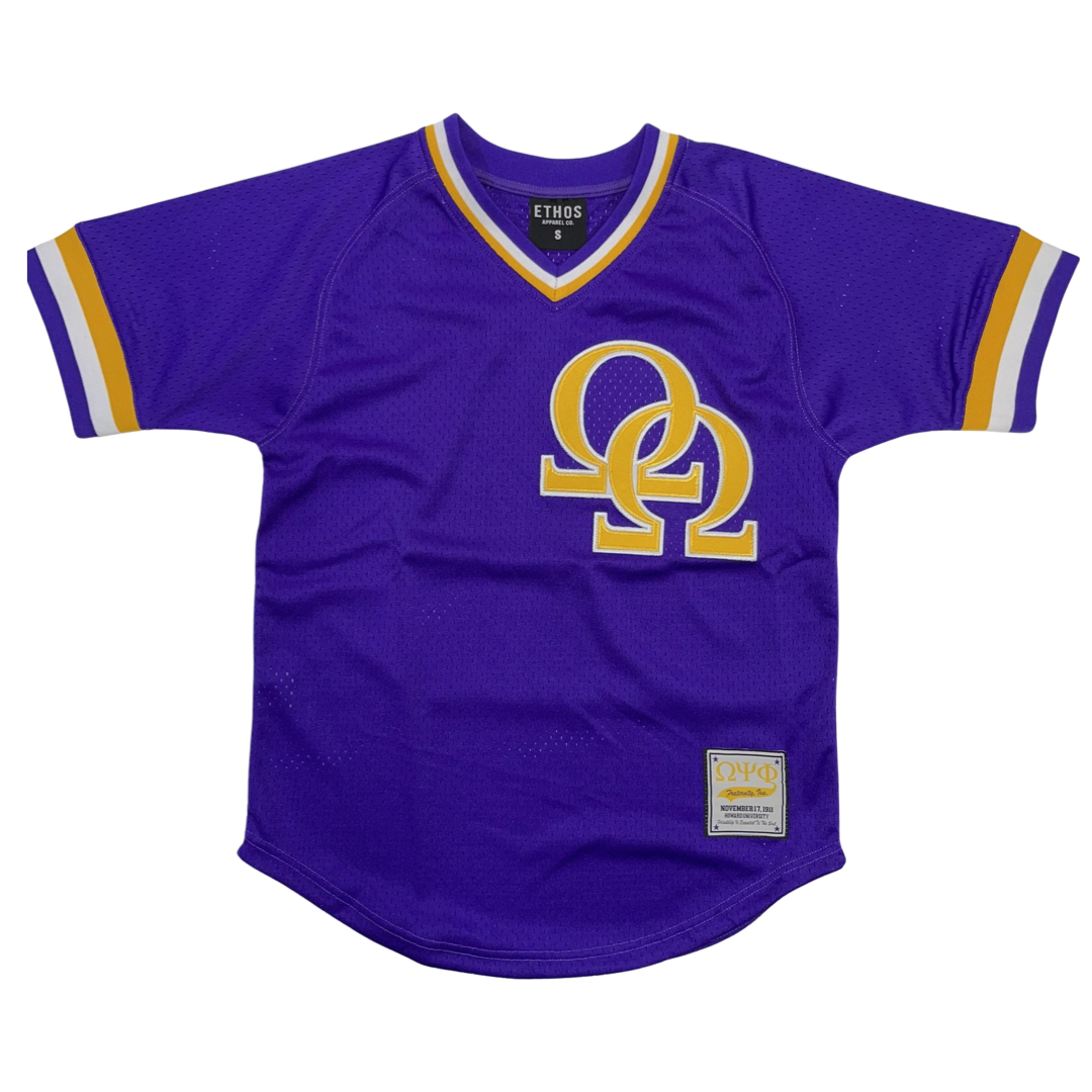 Purple Double Hook Omega Psi Phi Batters Jersey