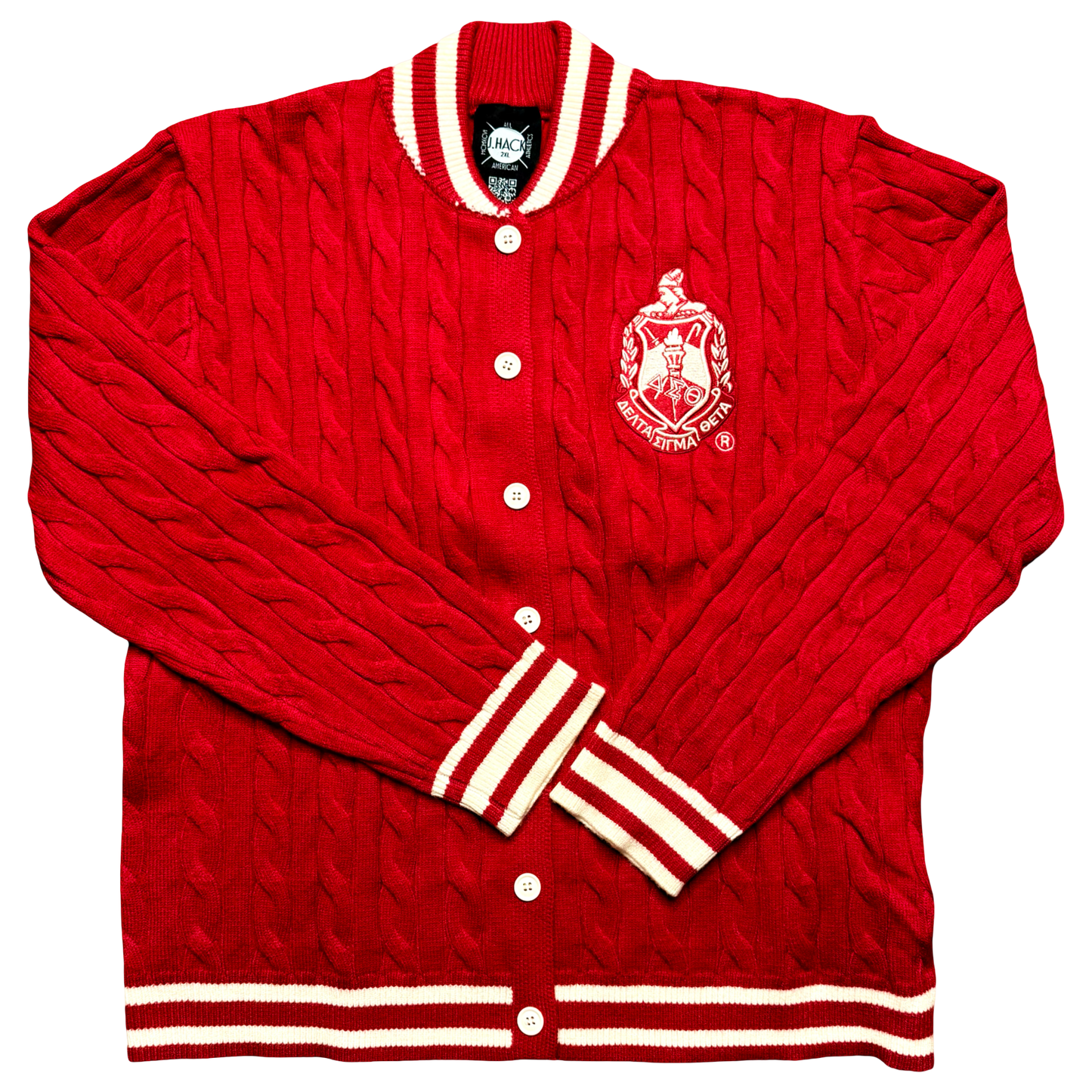Delta Sigma Theta Cable Knit Button Up Cardigan