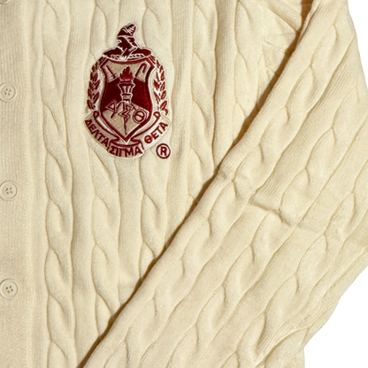 Delta Sigma Theta Cable Knit Button Up Cardigan