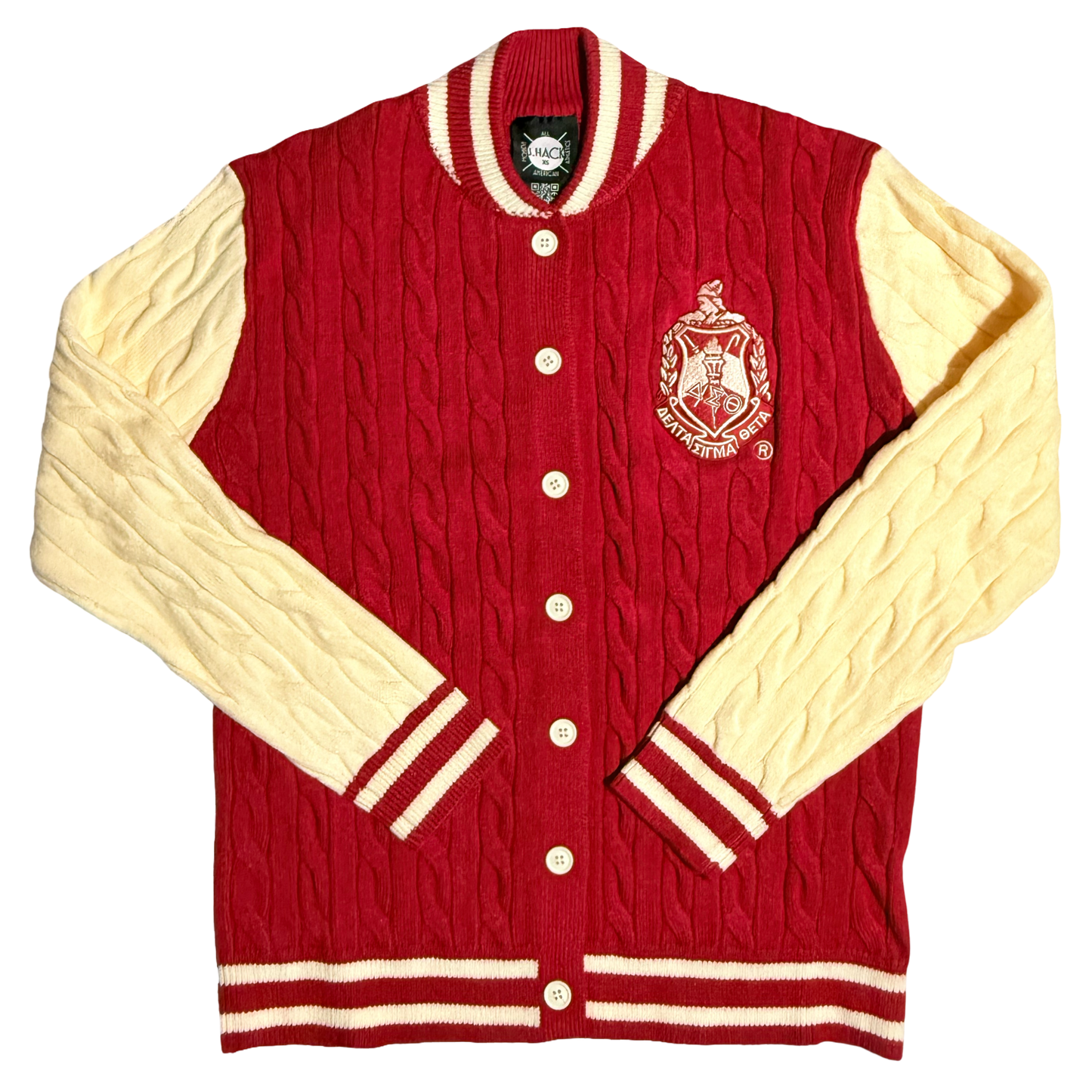 Delta Sigma Theta Cable Knit Button Up Cardigan