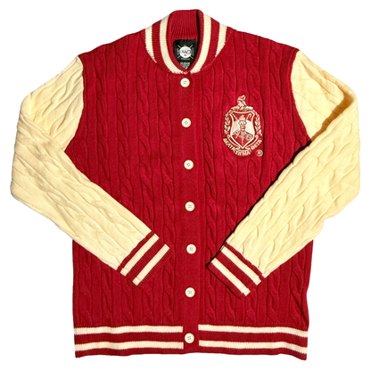 Delta Sigma Theta Cable Knit Button Up Cardigan