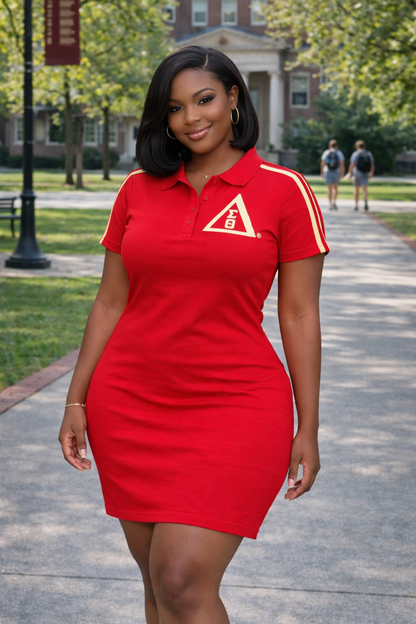 Delta Sigma Theta Polo Tennis Dress Crimson and Cream