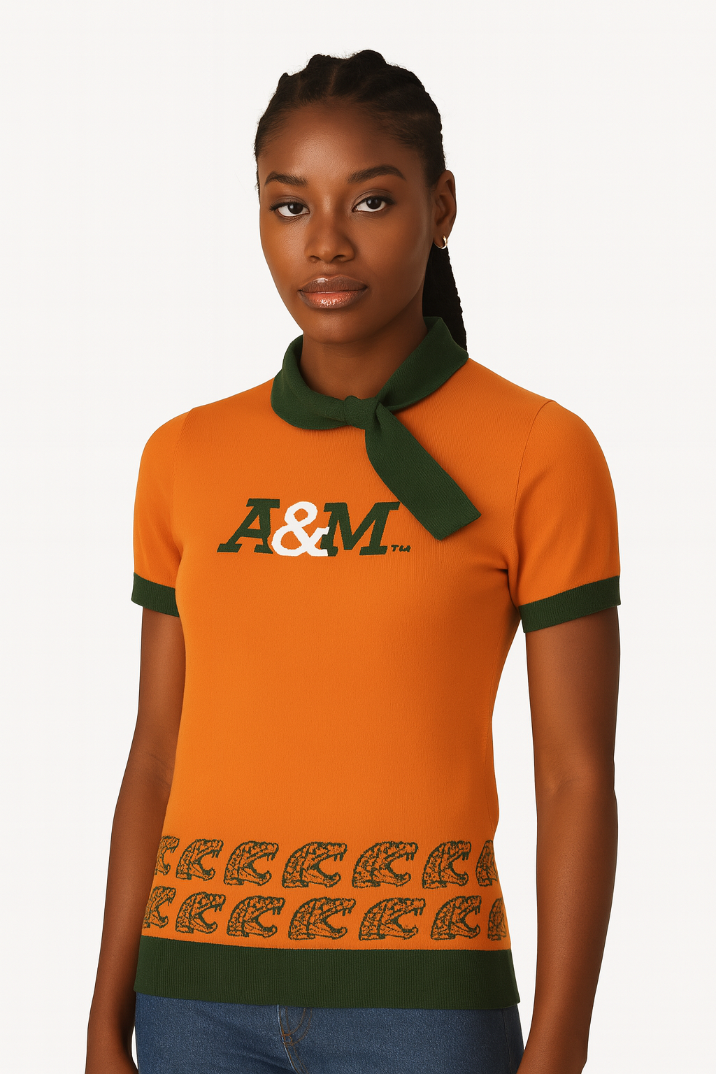 THEE A&M of Florida Scarf Crewneck Top
