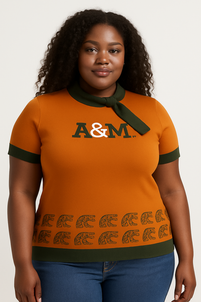 THEE A&M of Florida Scarf Crewneck Top