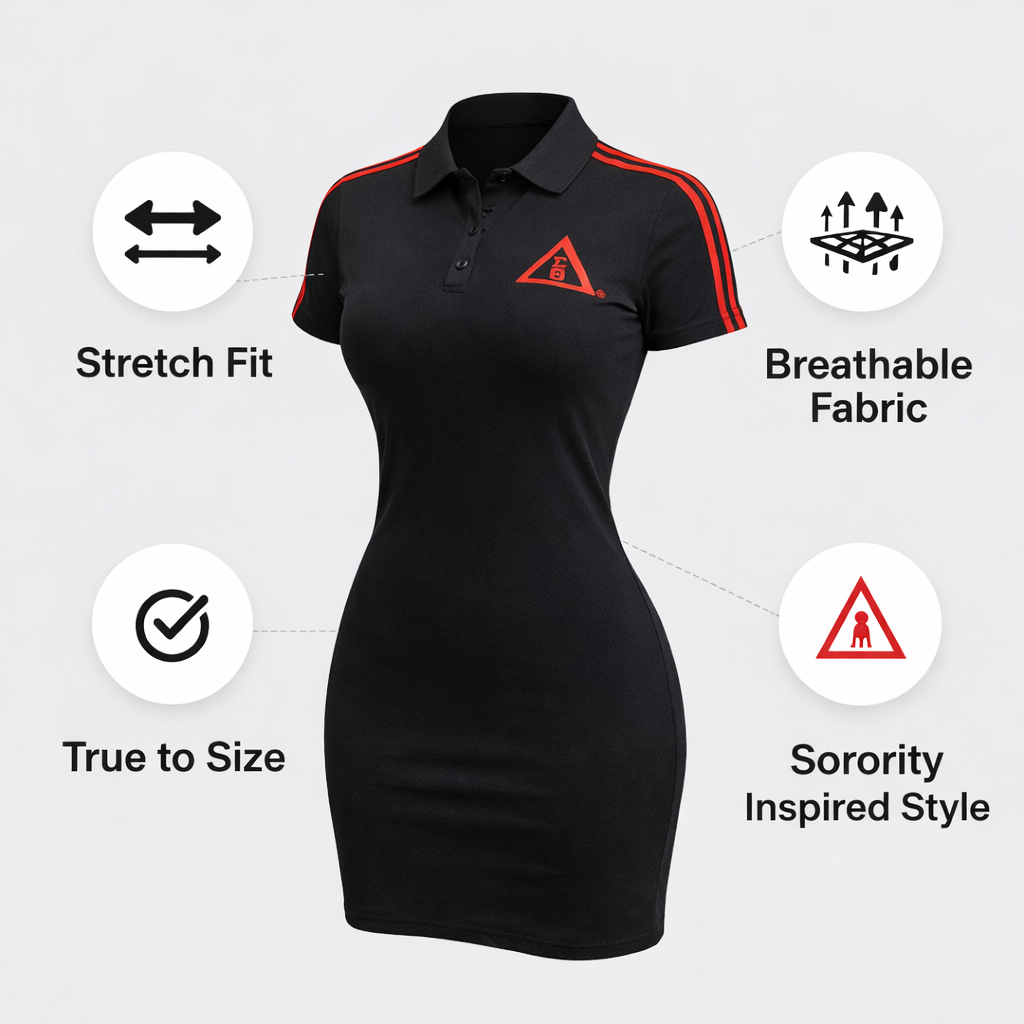 Delta Sigma Theta Polo Tennis Dress Black and Crimson