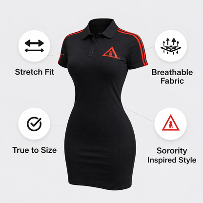 Delta Sigma Theta Polo Tennis Dress Black and Crimson