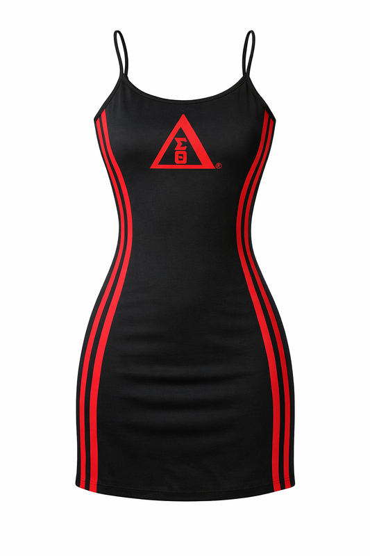 Delta Sigma Theta Spaghetti Strap Tennis Dress Black and Crimson