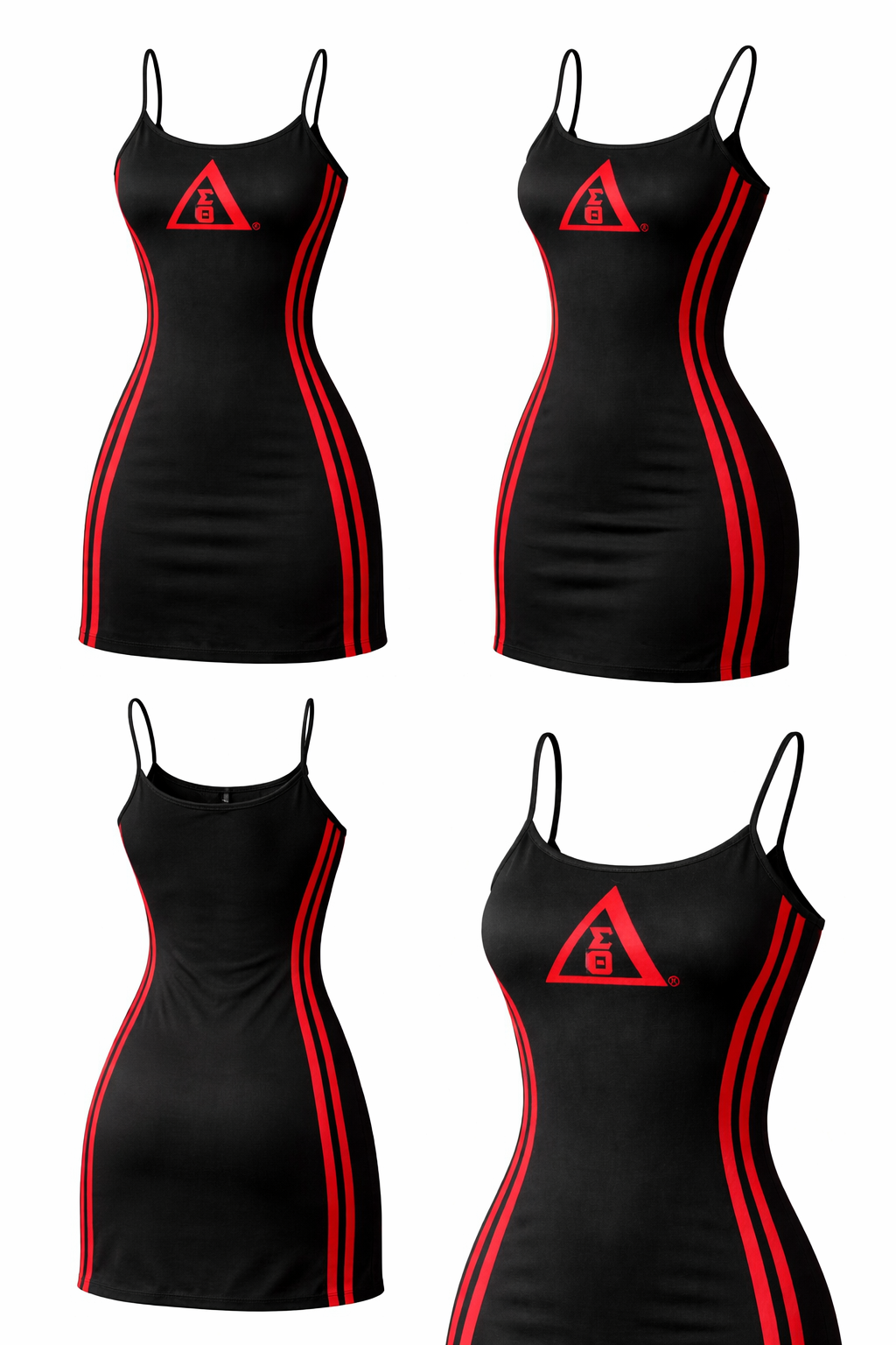 Delta Sigma Theta Spaghetti Strap Tennis Dress Black and Crimson