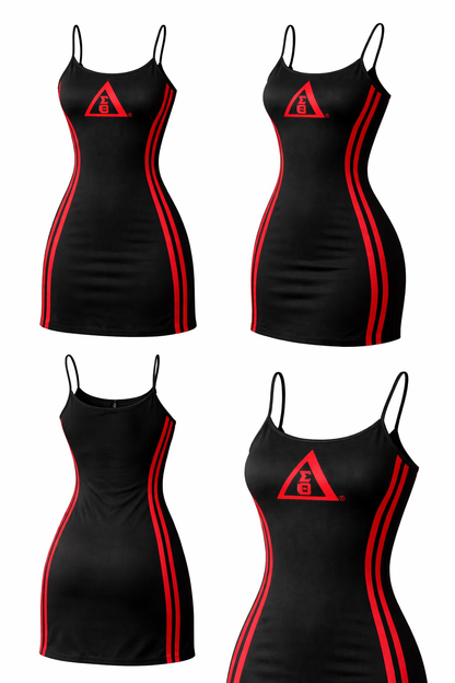 Delta Sigma Theta Spaghetti Strap Tennis Dress Black and Crimson