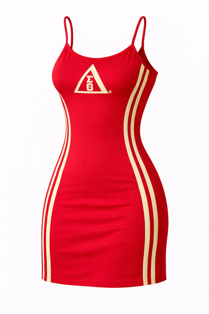 Delta Sigma Theta Spaghetti Strap Tennis Dress Crimson and Cream