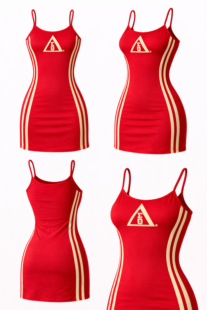 Delta Sigma Theta Spaghetti Strap Tennis Dress Crimson and Cream